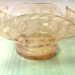 Vintage Fenton Cranberry Opalescent Coin Dot Ruffled Bowl - 6.25" - Circa 1950